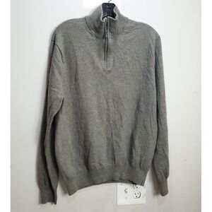 Jos A Bank Traveler 100% Merino Wool 1/4 Zip Pullover Sweater Dark Gray Mens L